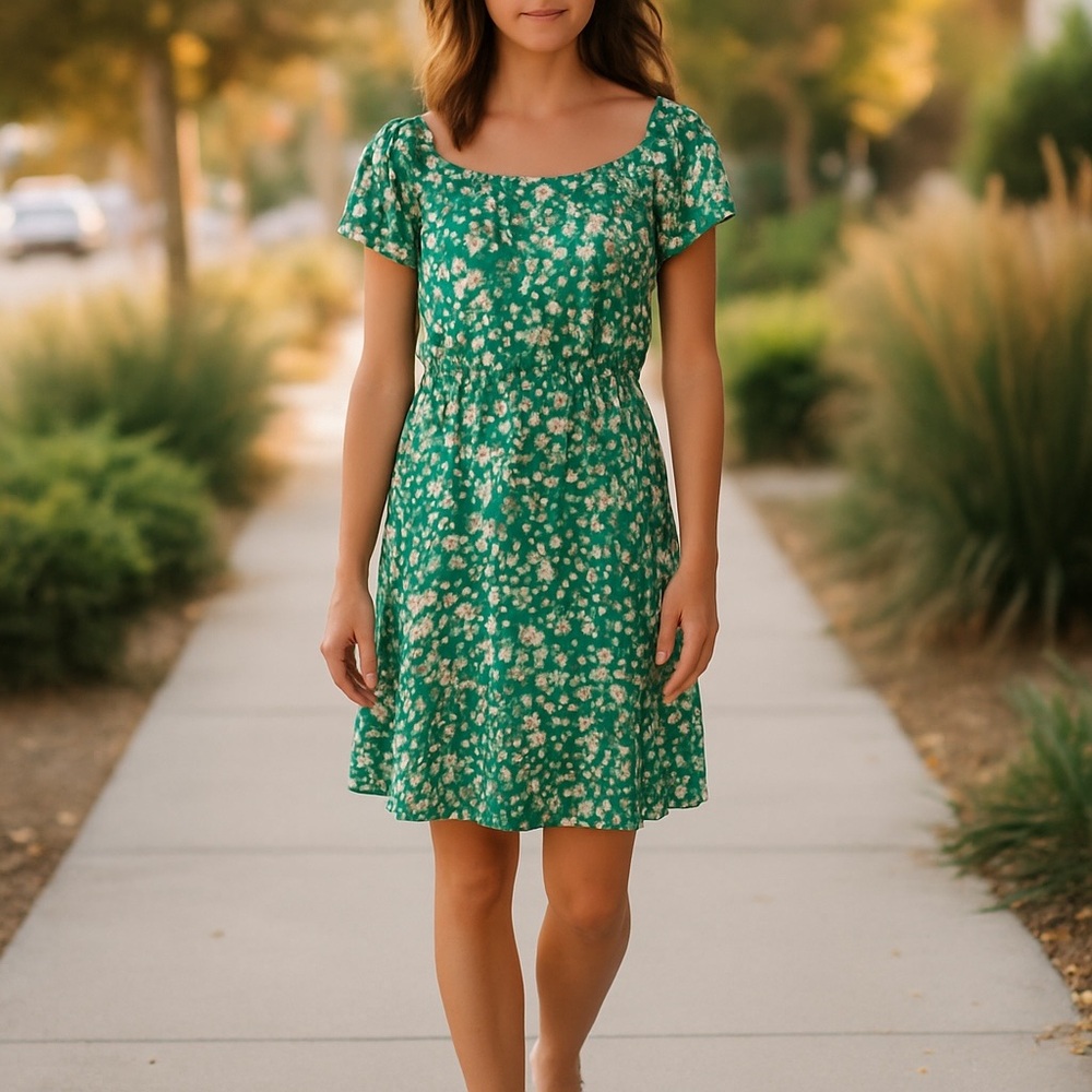 Sienna Sky Green and White Romantic Sundress- women's size large